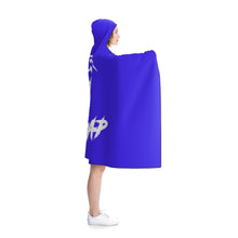 Load image into Gallery viewer, Hooded Blanket Blue with White Logo
